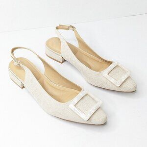 Chinese Laundry Sweetie Slingback Flats, Cream, Women's 6.5